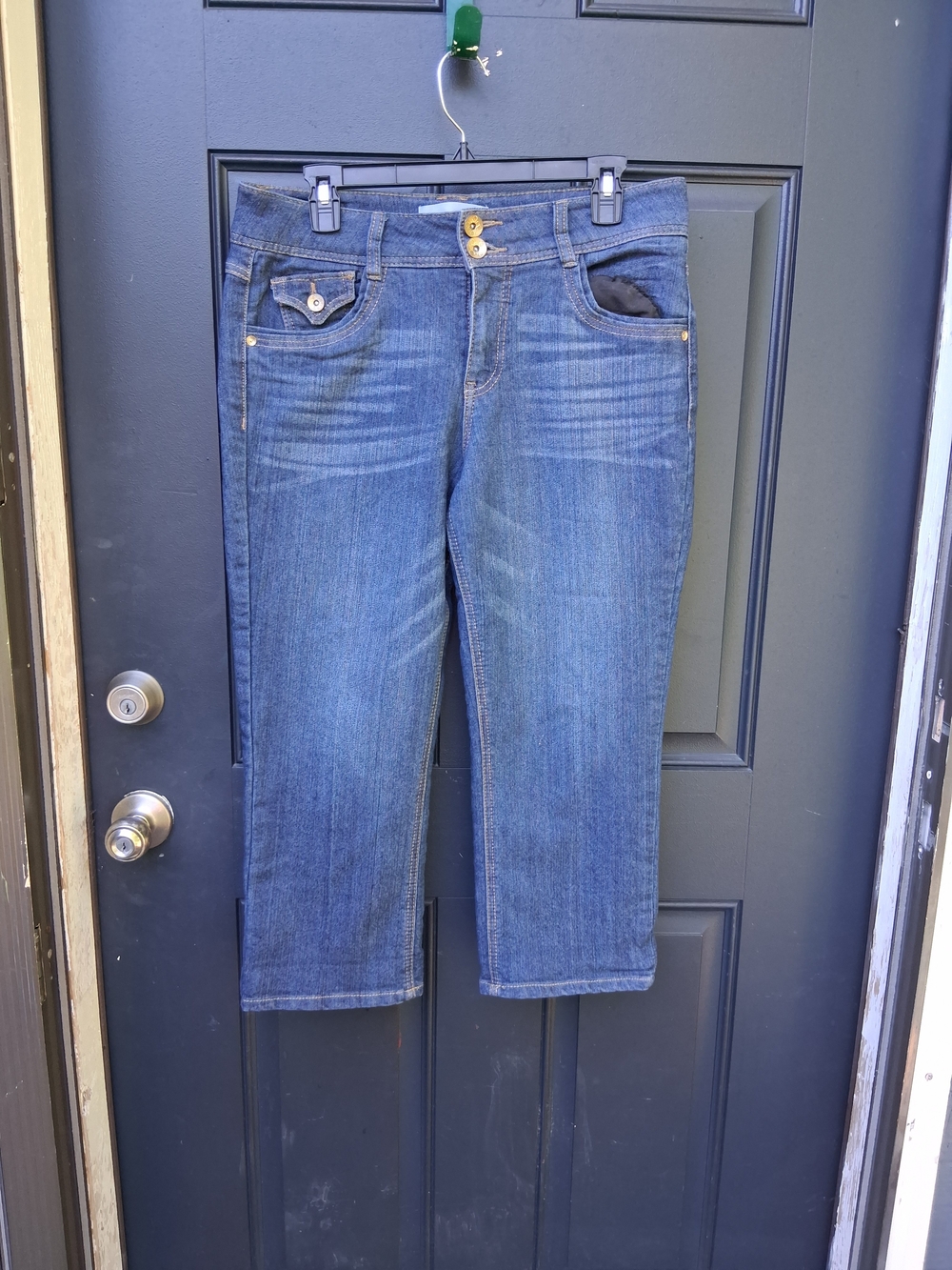 Women's Cropped Mid-Rise Jeans in Dark Blue